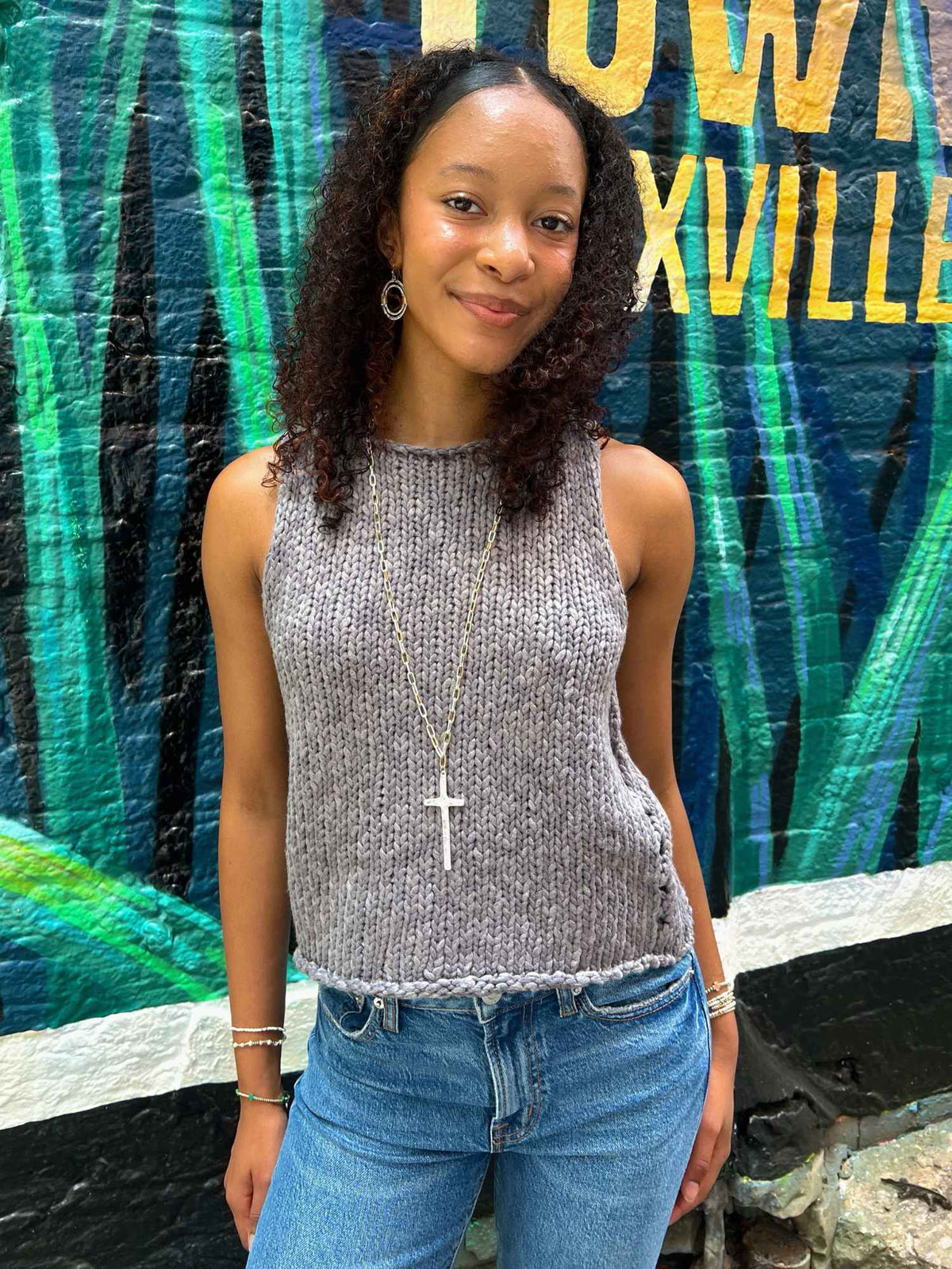 Free People Opal Knit Tank Steel Gray