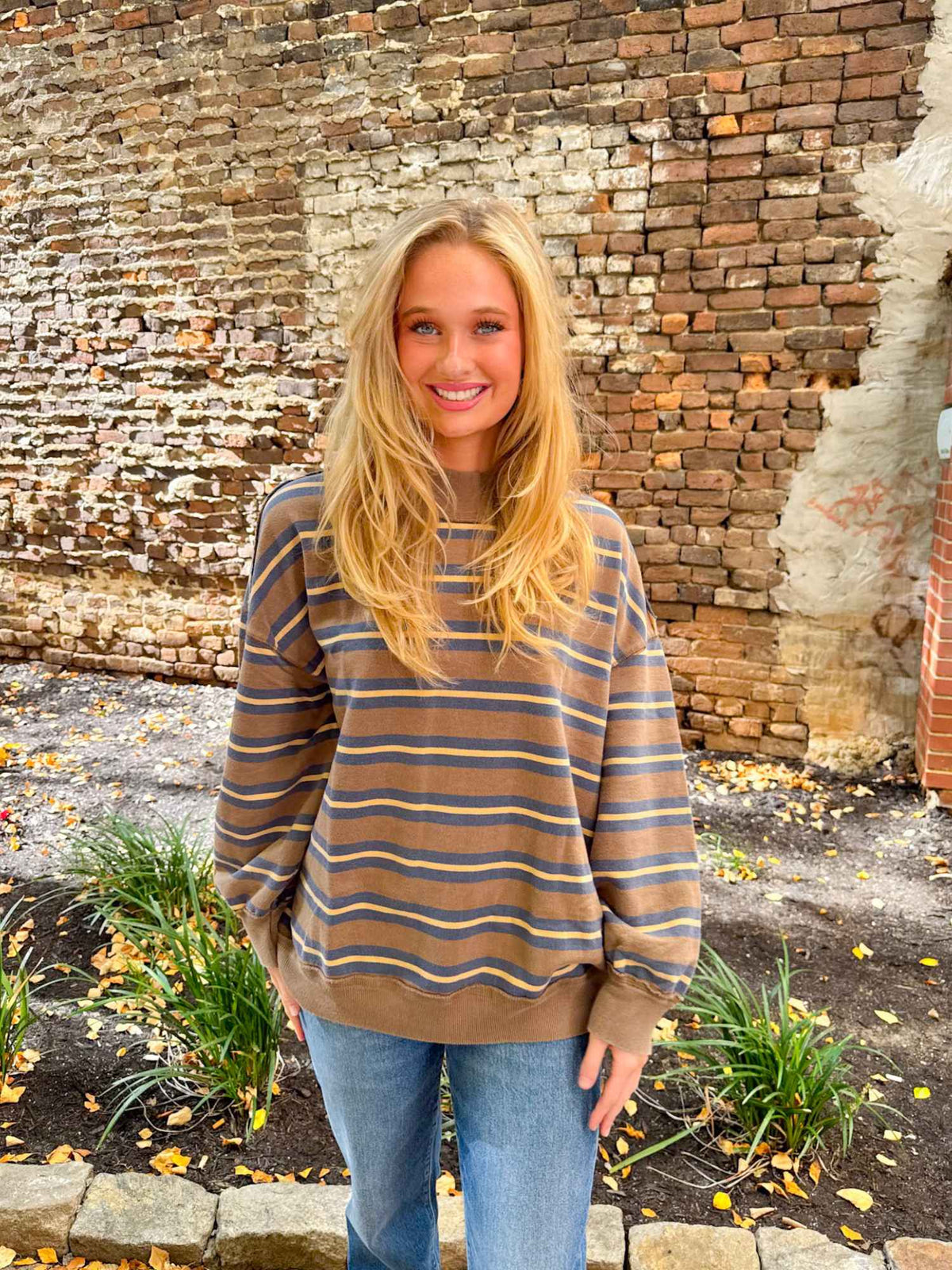 We The Free Palm Spring Striped Pullover army