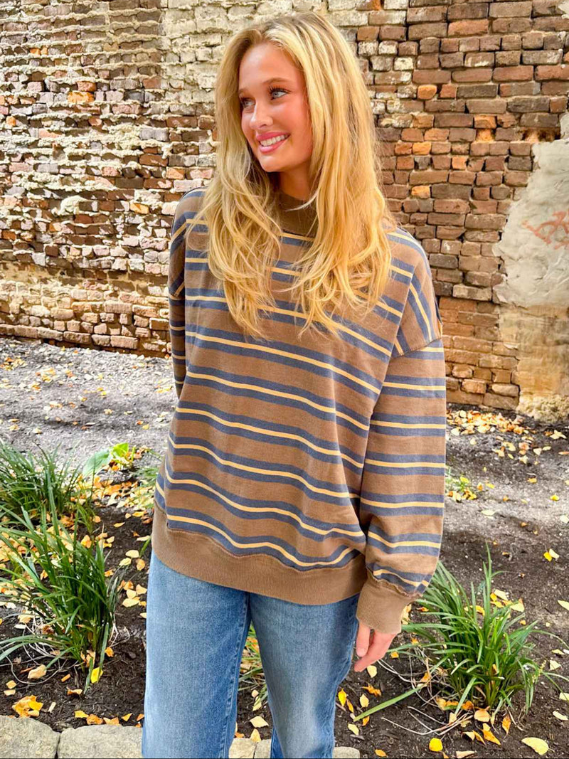We The Free Palm Spring Striped Pullover army