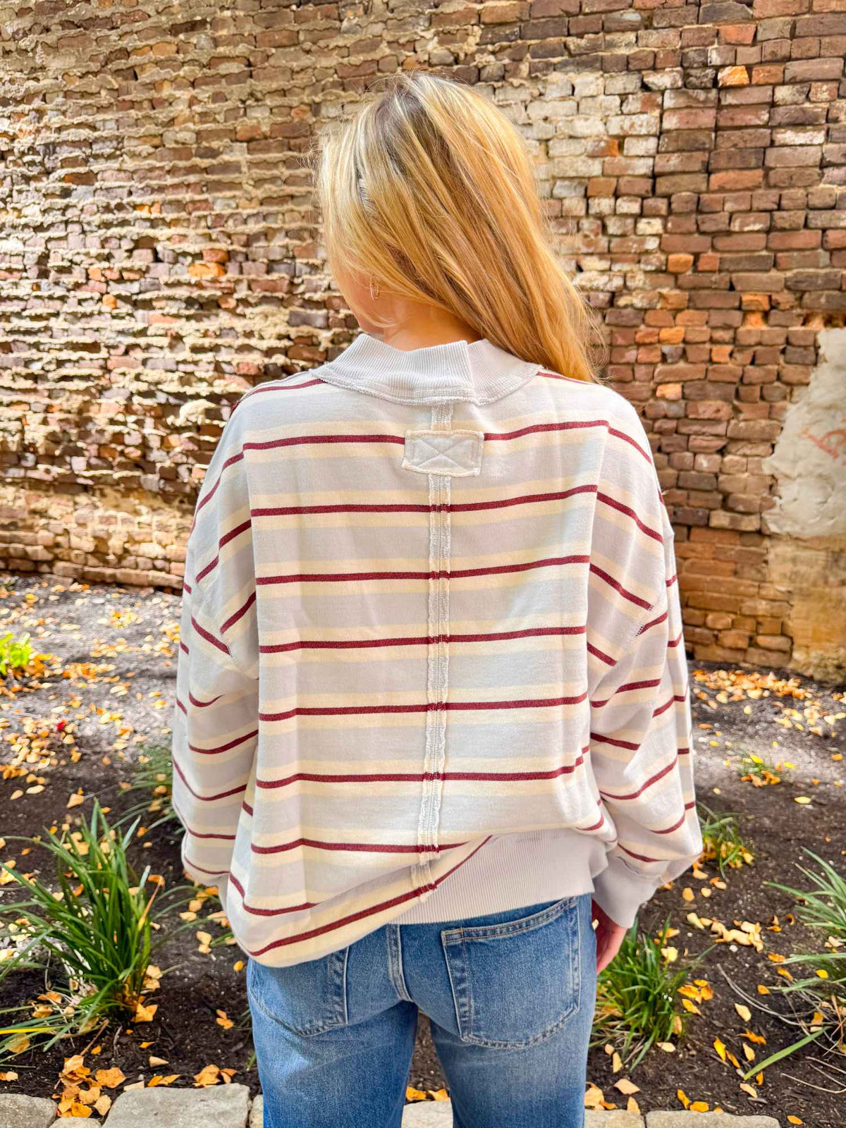 We The Free Palm Spring Striped Pullover washed blue