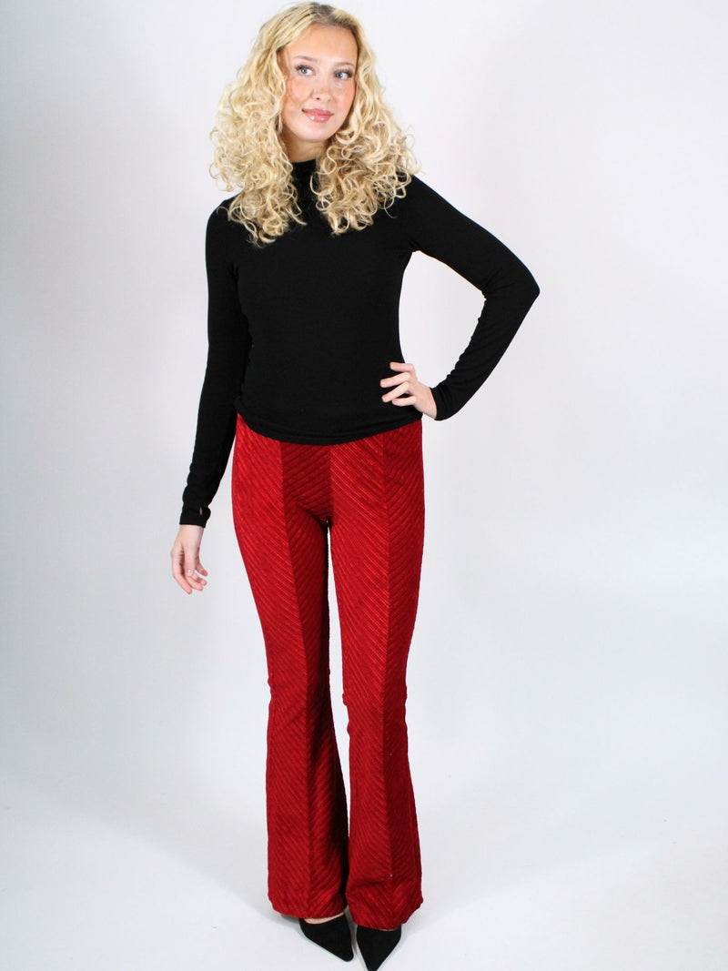 Free People Penny Pull-On Velvet Flared Pants Salsa