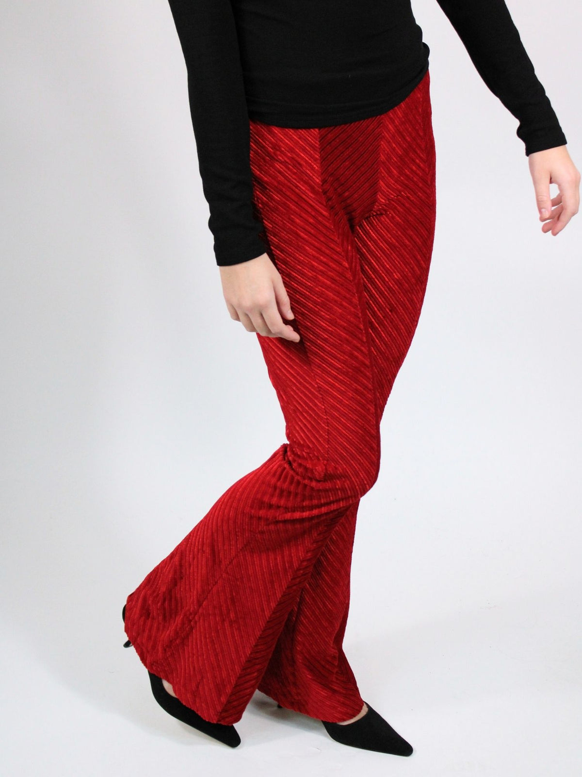 Free People Penny Pull-On Velvet Flared Pants Salsa