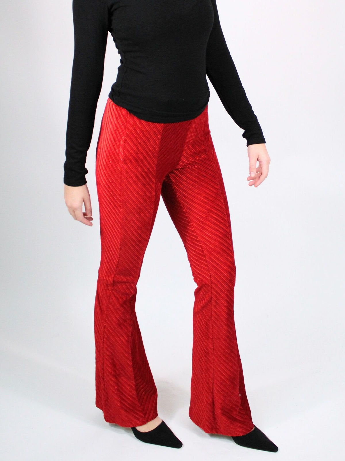 Free People Penny Pull-On Velvet Flared Pants Salsa