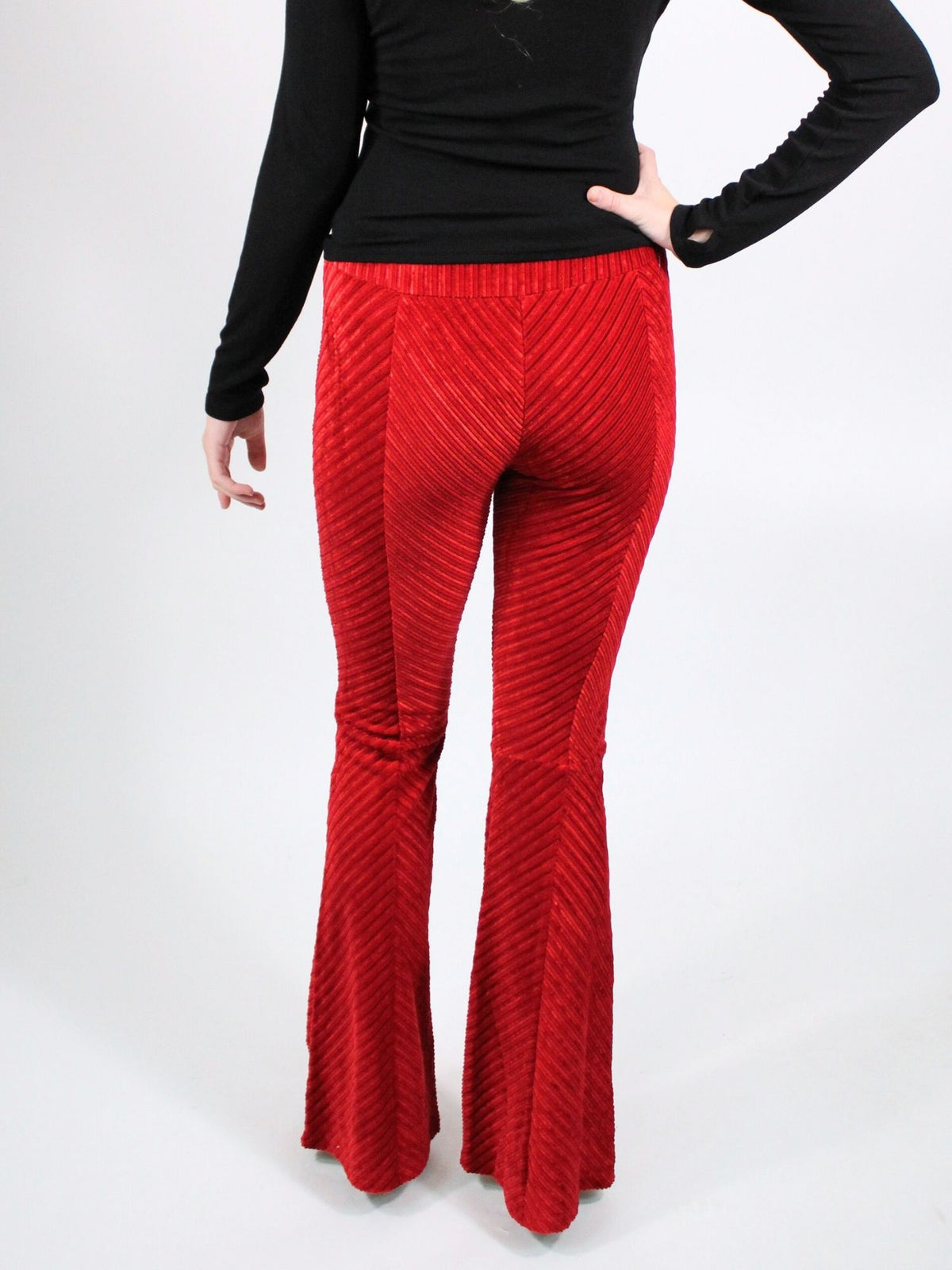 Free People Penny Pull-On Velvet Flared Pants Salsa