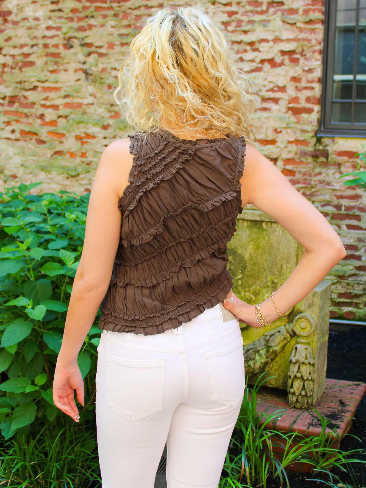Free People Pink Sands Smocked Top Chocolate