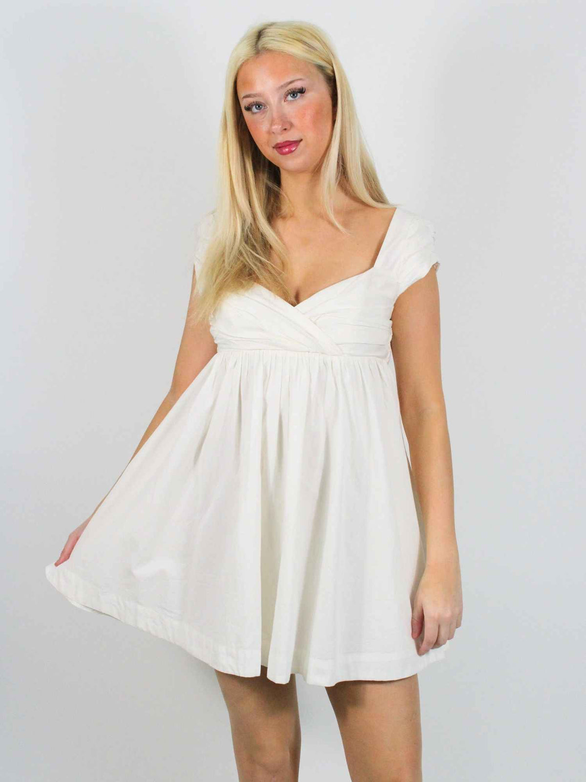 Free People Raven Babydoll Mini Dress Ivory