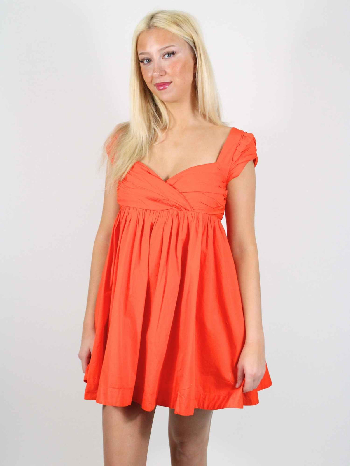 Free People Raven Babydoll Mini Dress Mandarin Orange