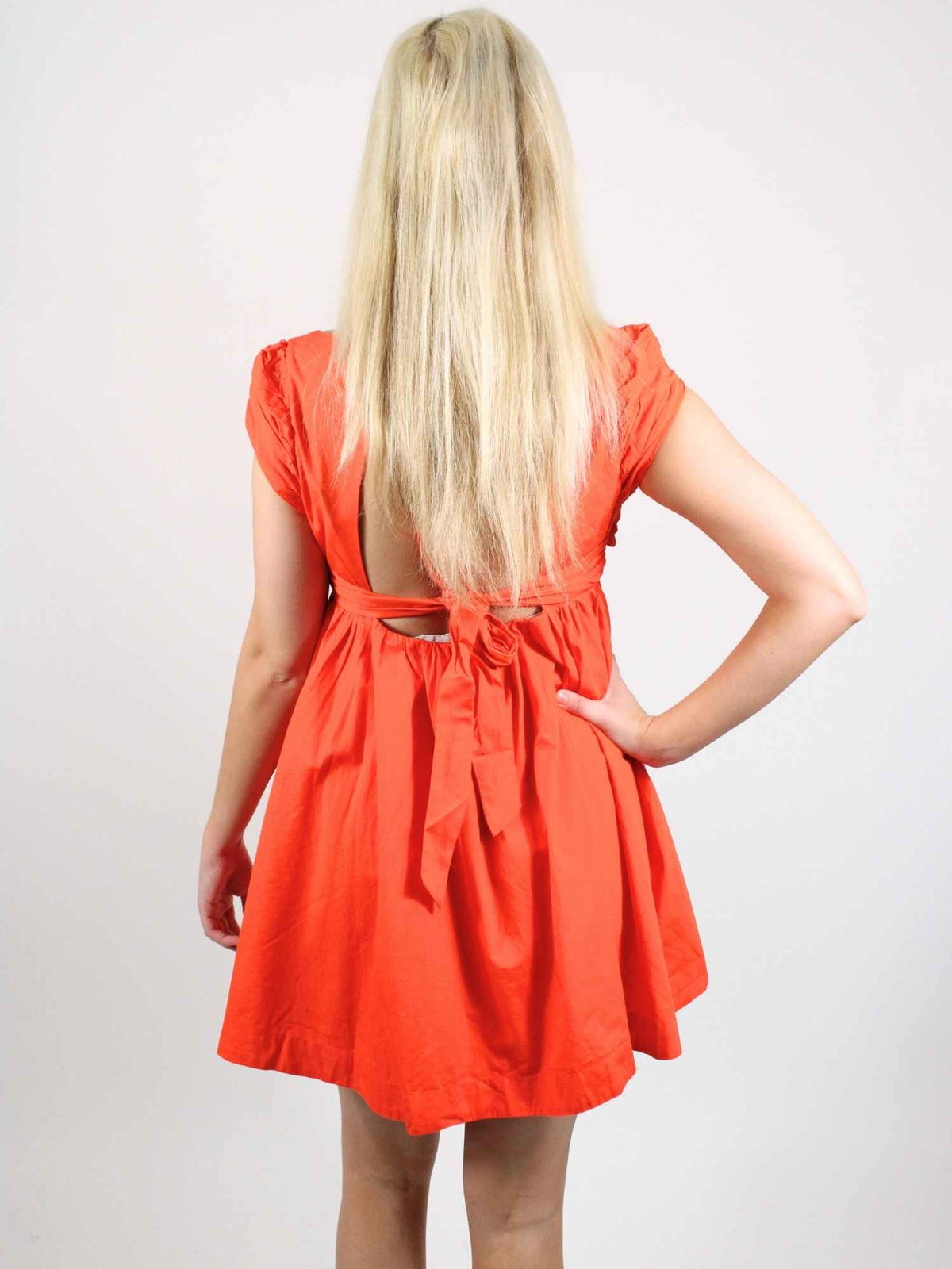 Free People Raven Babydoll Mini Dress Mandarin Orange