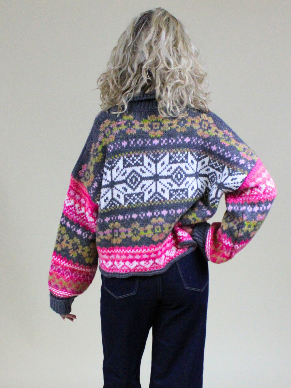  free people snowdrift cardigan frozen flower combo back model view