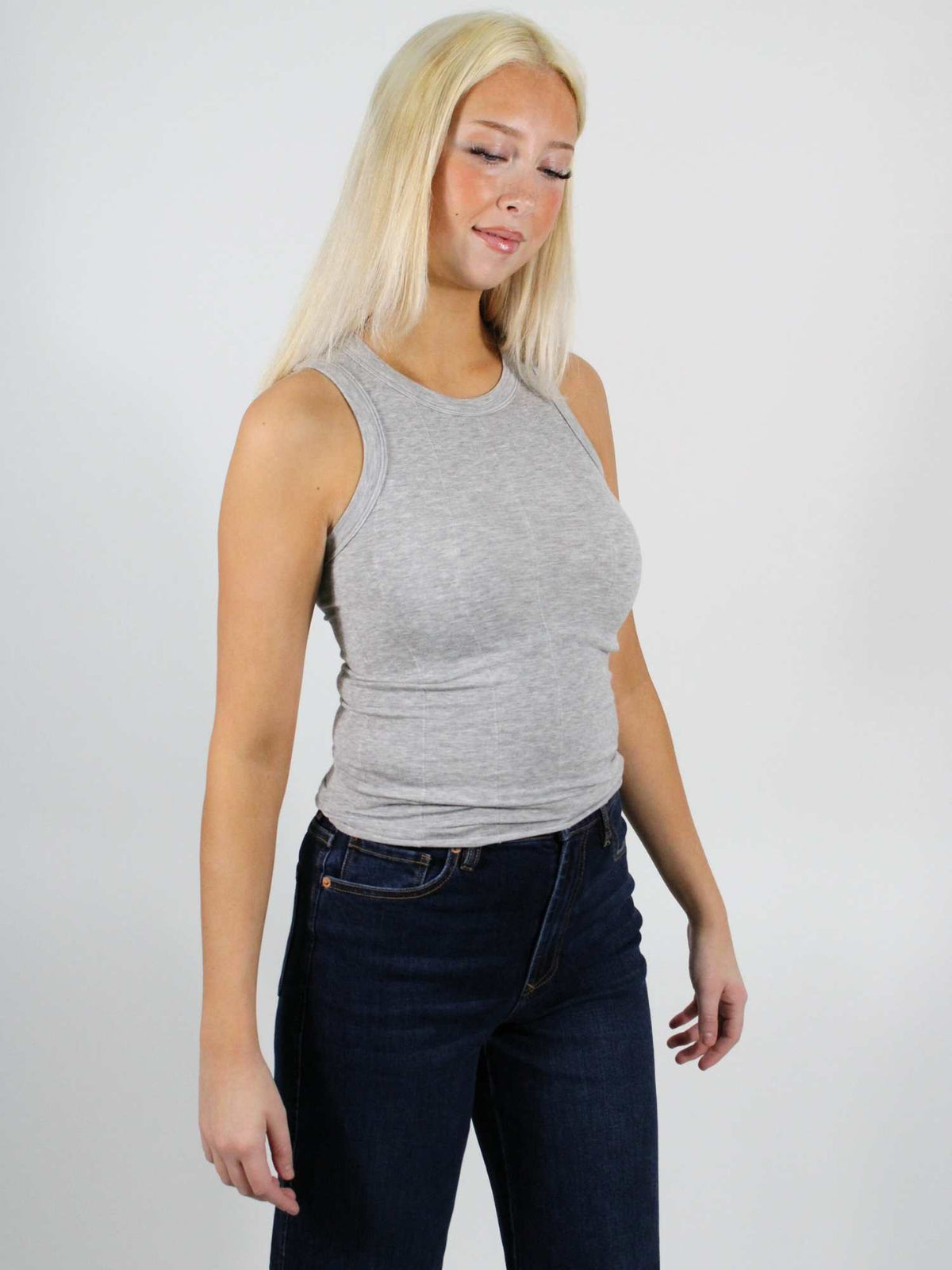 free people so soft seamless modal tank heather grey