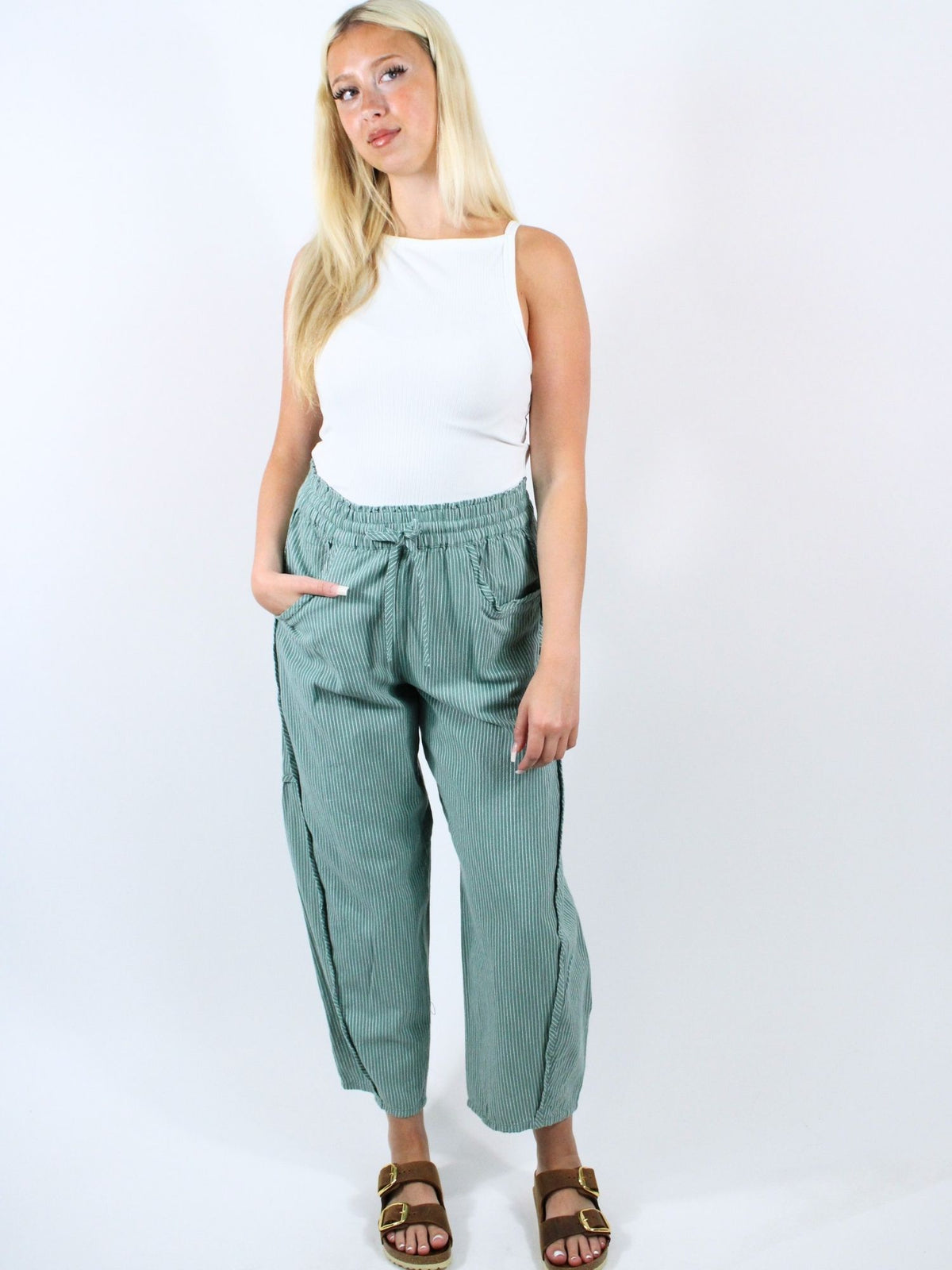 Free People Something Good Pull On Barrel Pants Blue Trail Combo