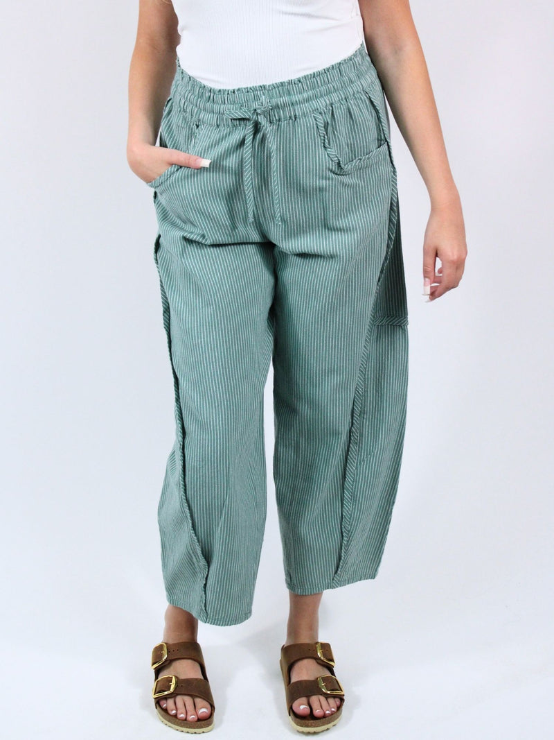 Free People Something Good Pull On Barrel Pants Blue Trail Combo