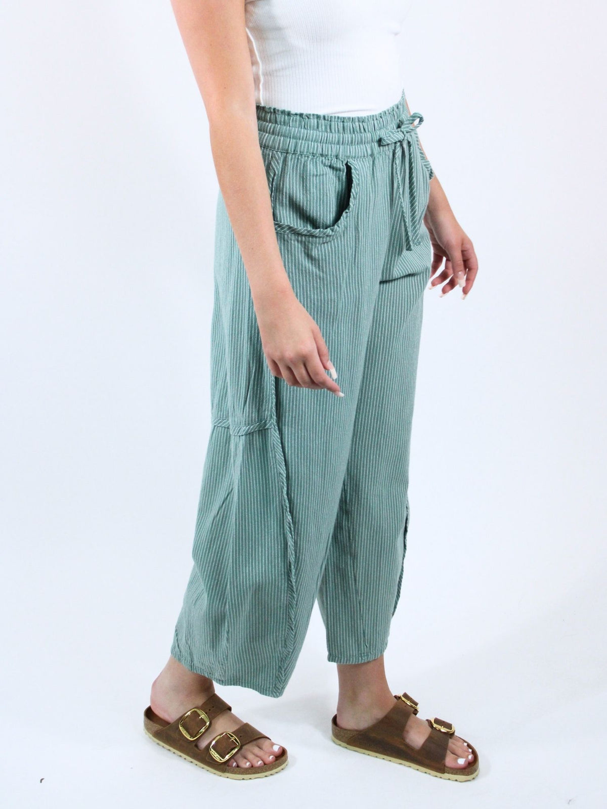 Free People Something Good Pull On Barrel Pants Blue Trail Combo