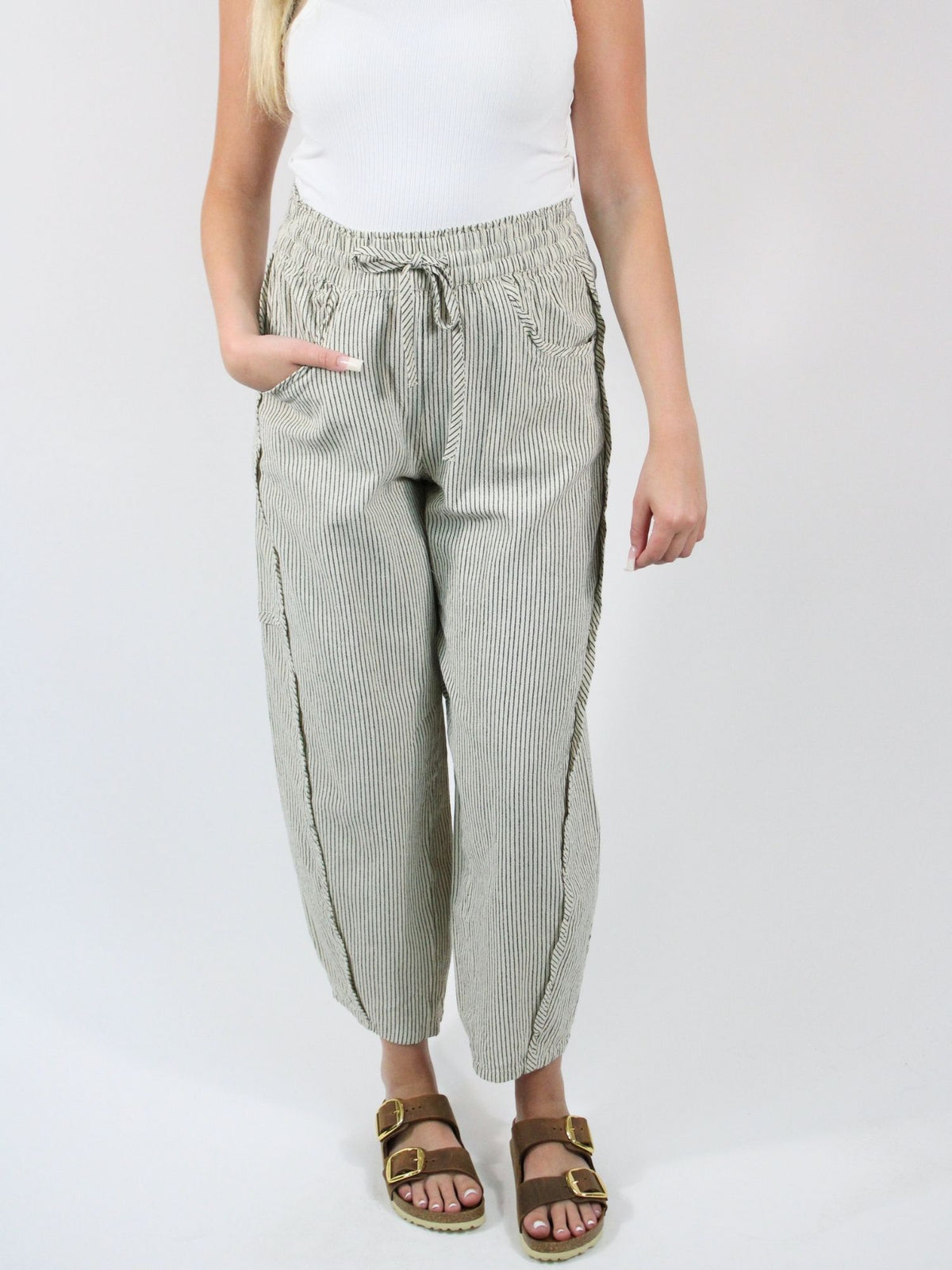 Free People Something Good Pull On Barrel Pants Ivory Combo