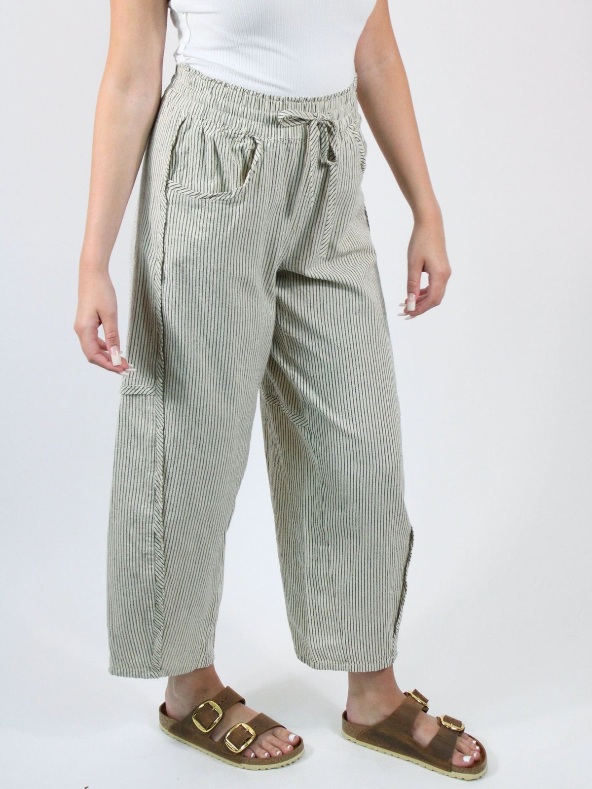 Free People Something Good Pull On Barrel Pants Ivory Combo