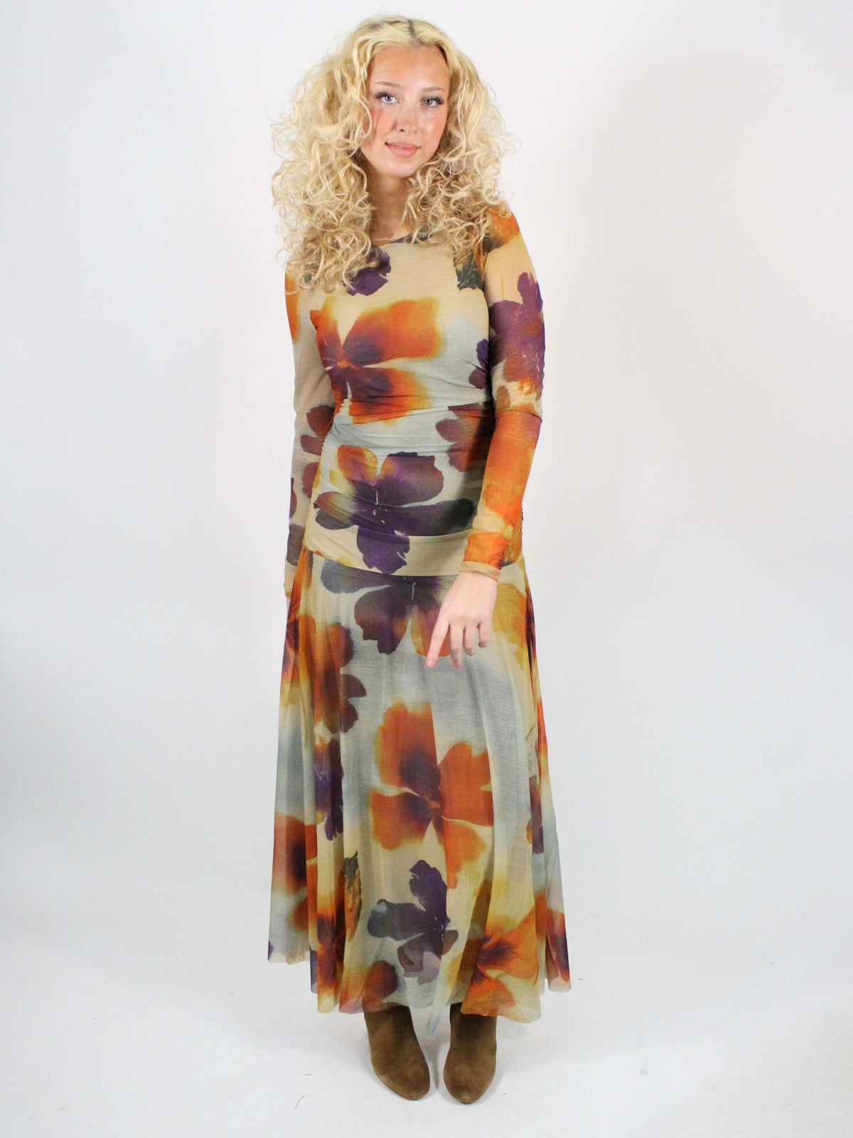 Free People Sunnei Mesh Maxi Dress Sunrise Combo