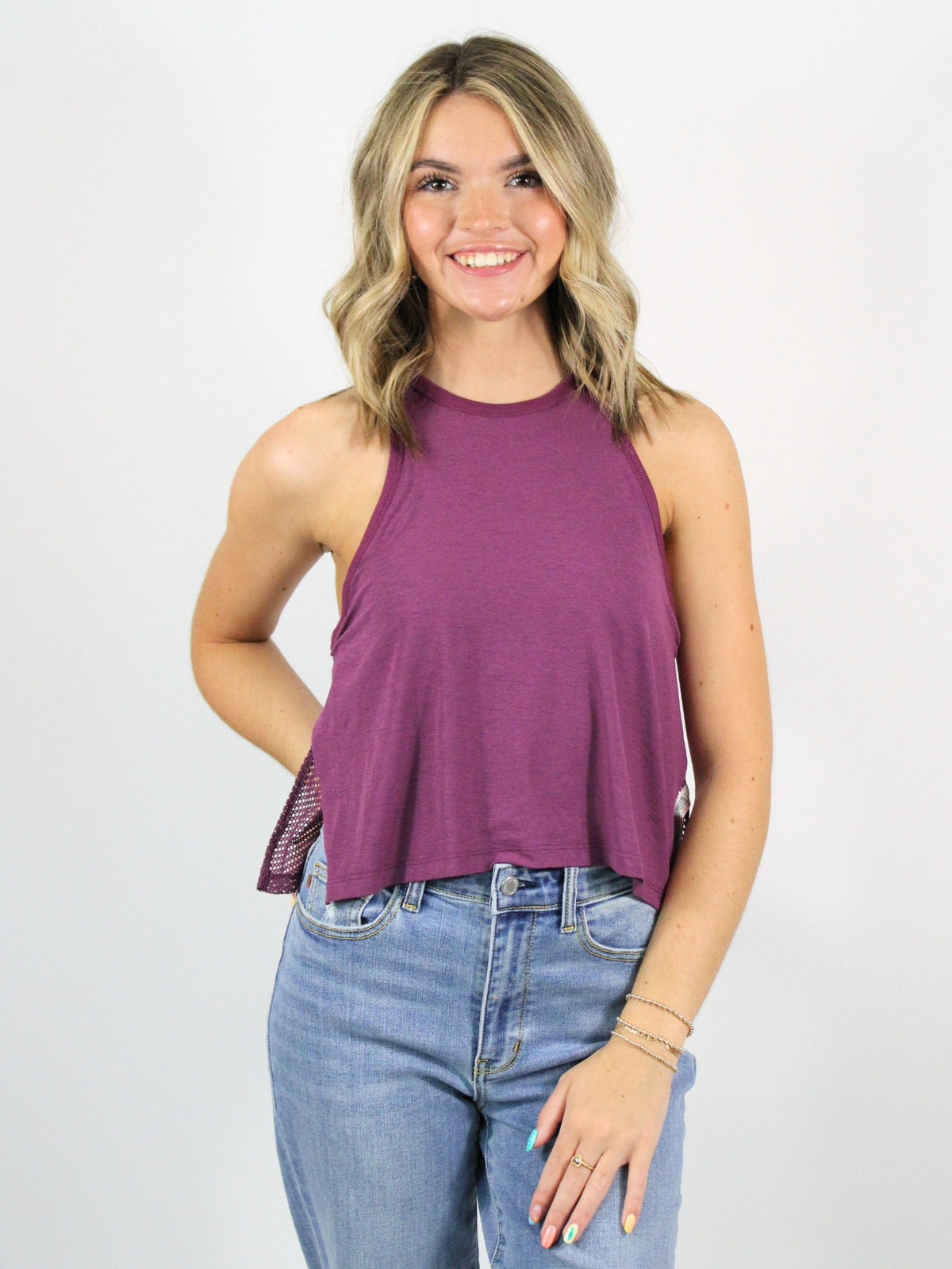 free people tempo tank deep mulberry 