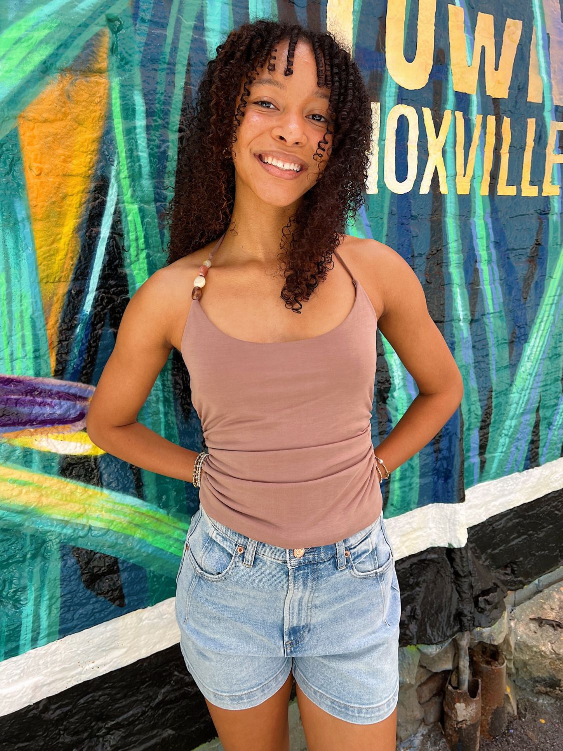 Free People Toni Beaded Tank Brownie