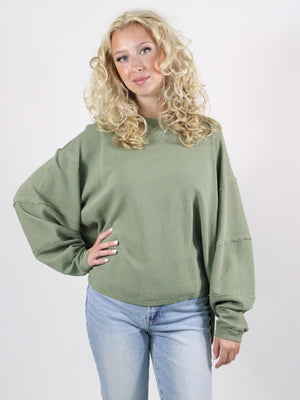 free people total eclipse rib slouchy tee oil green