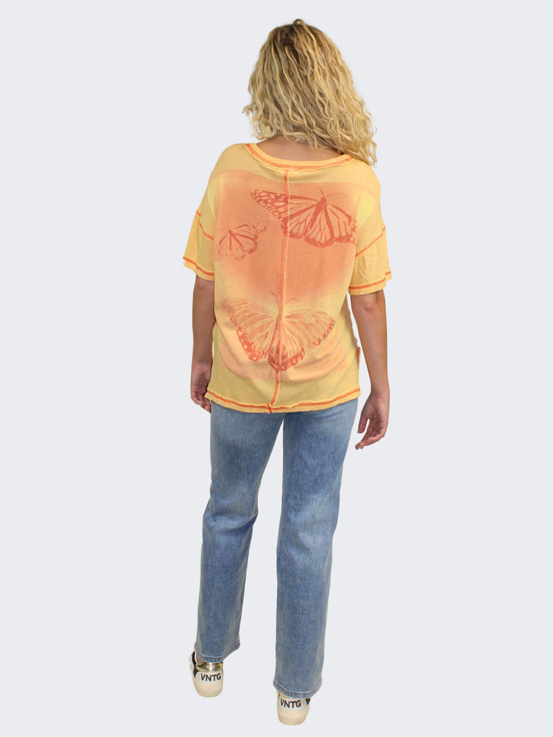 free people we the free flying high graphic tee in orange combo-back