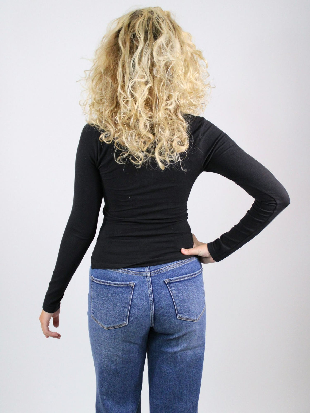 Free People Wide Awake Layering Long Sleeve Top Black