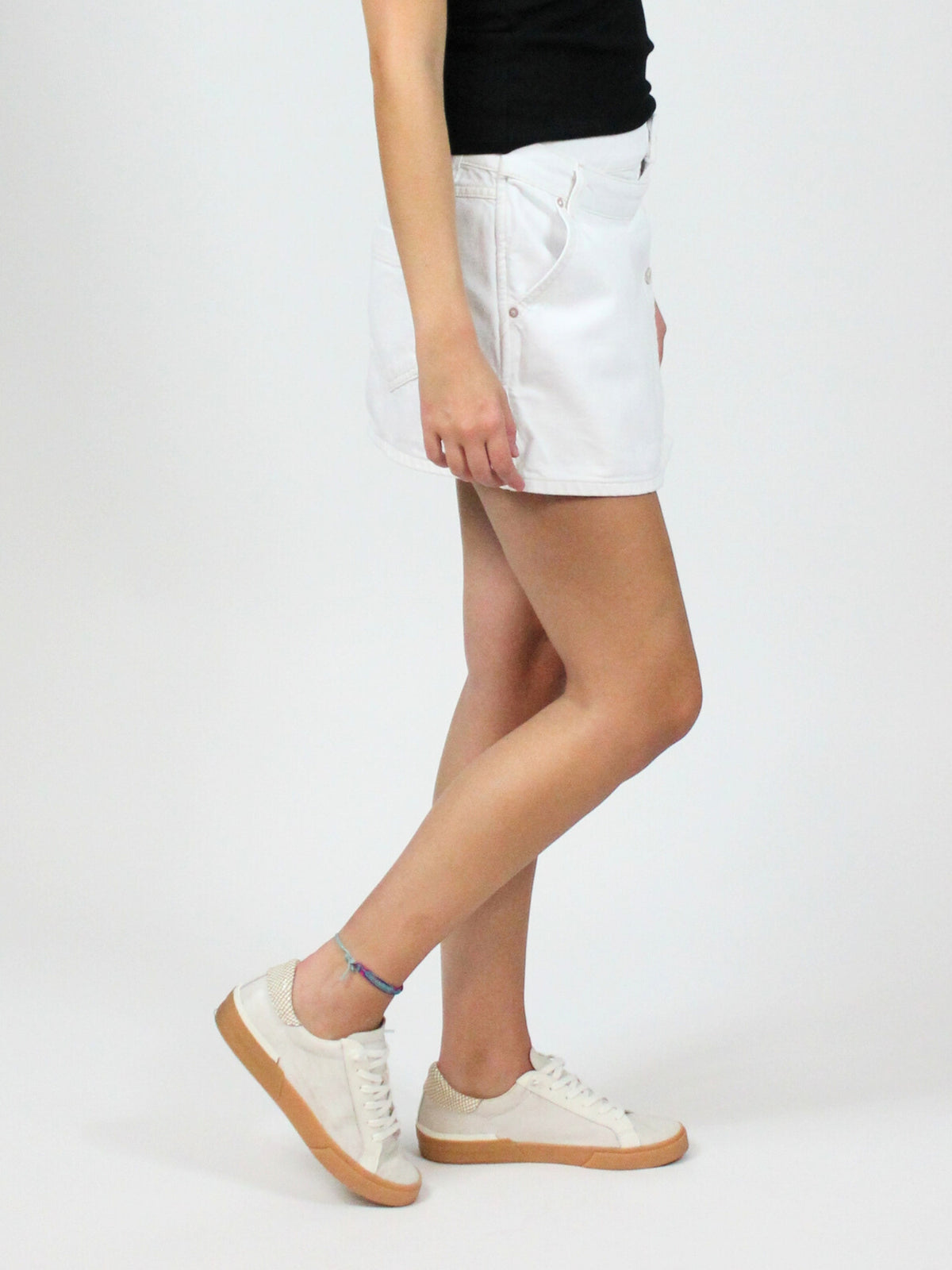 free people wynne denim mini skirt bright white side view