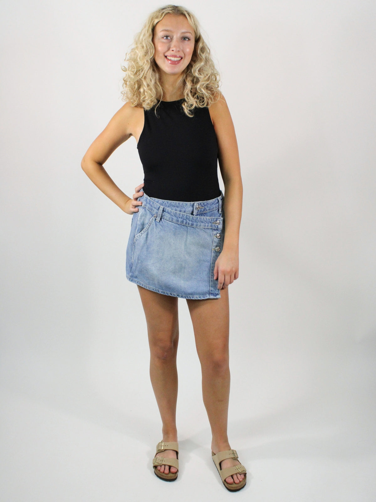 free people wynne denim skirt light indigo