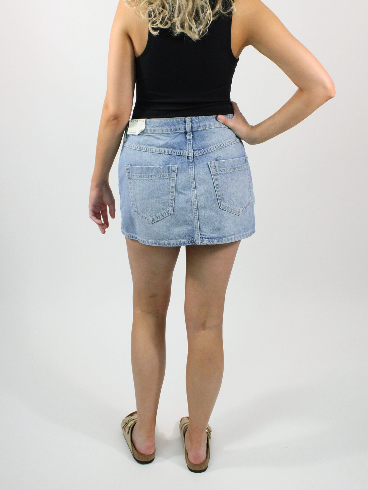 free people wynne denim skirt light indigo