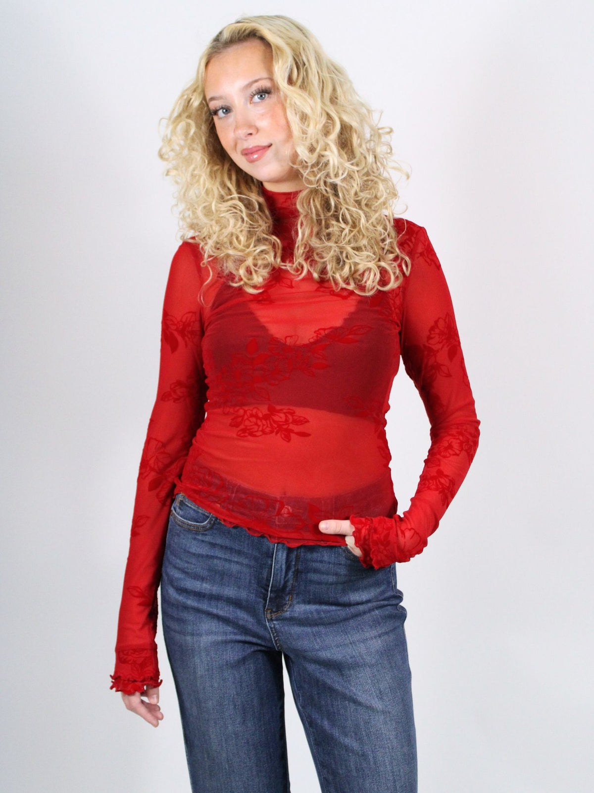 Free People You Decide Long Sleeve Deep Cherry