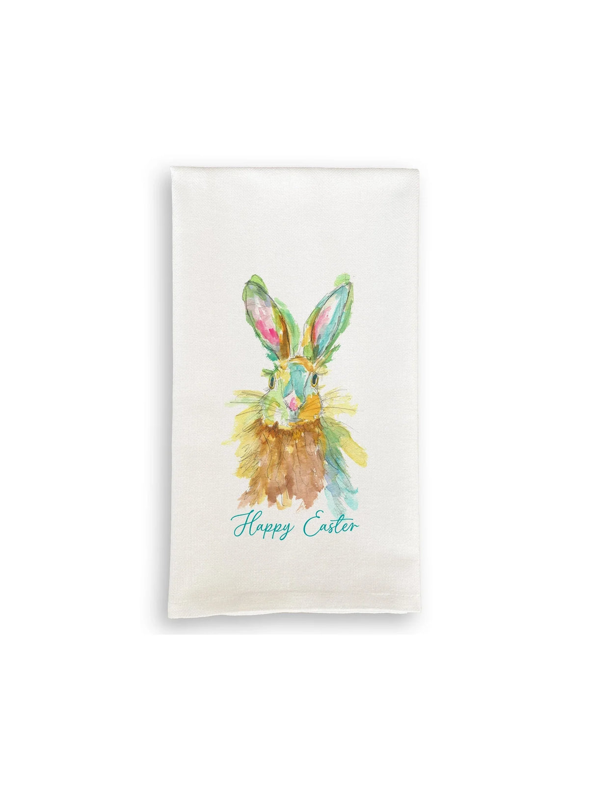 French Graffiti Colorful Bunny Easter Tea Towel