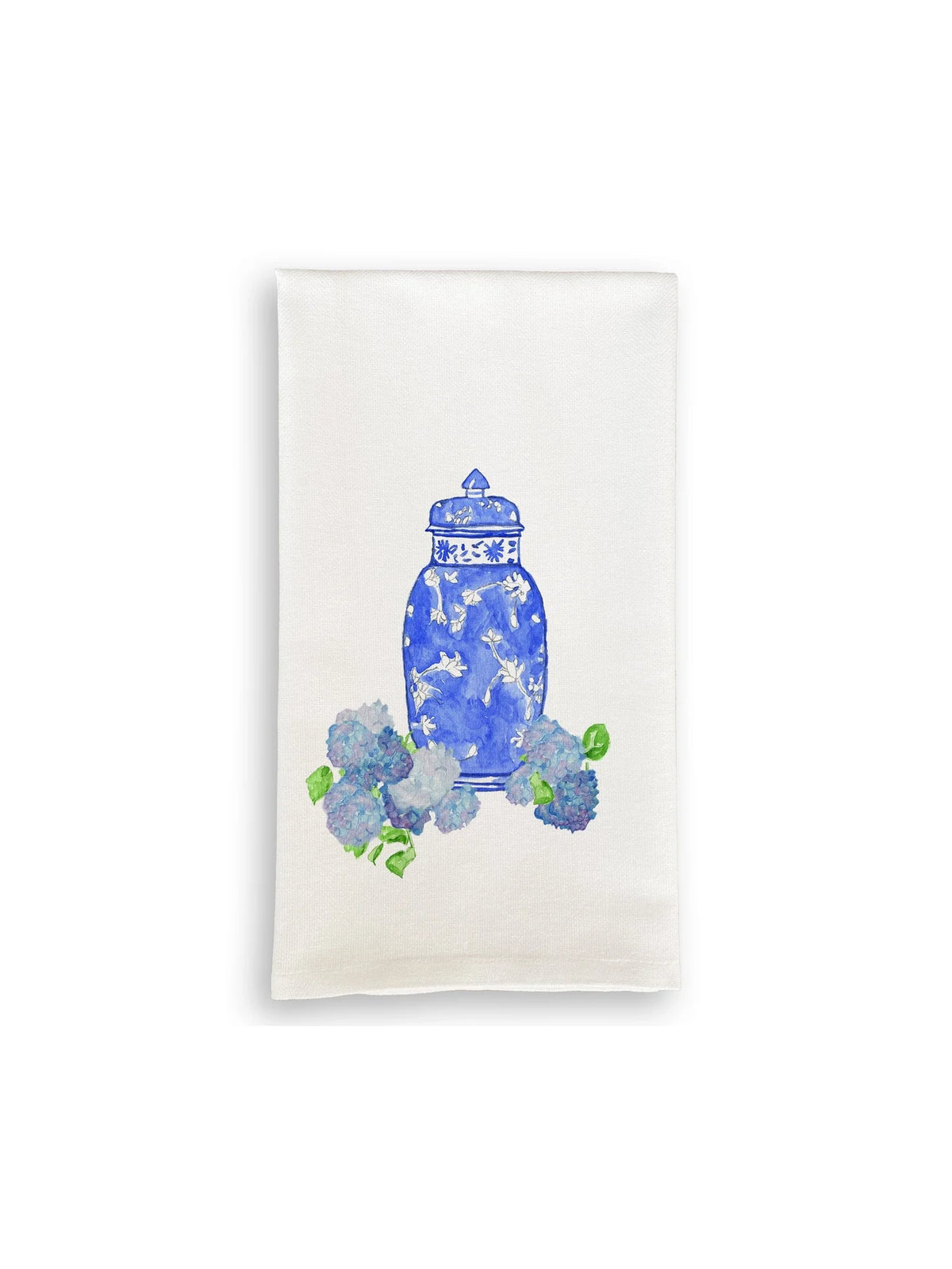 French Graffiti Hydrangea Jar Tea Towel