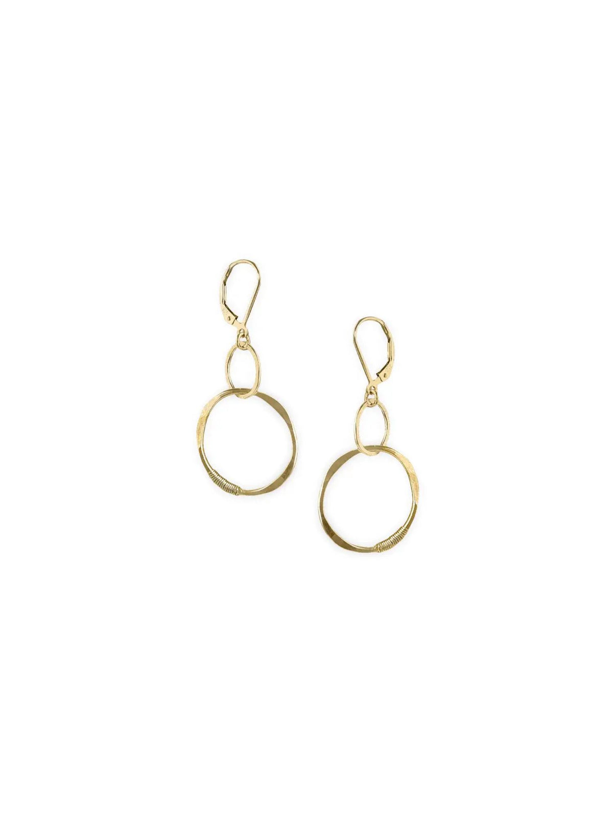 Gold Filled Strong Hammered Drop Circle Earrings