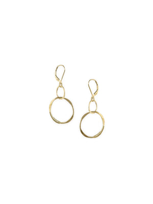 Gold Filled Strong Hammered Drop Circle Earrings