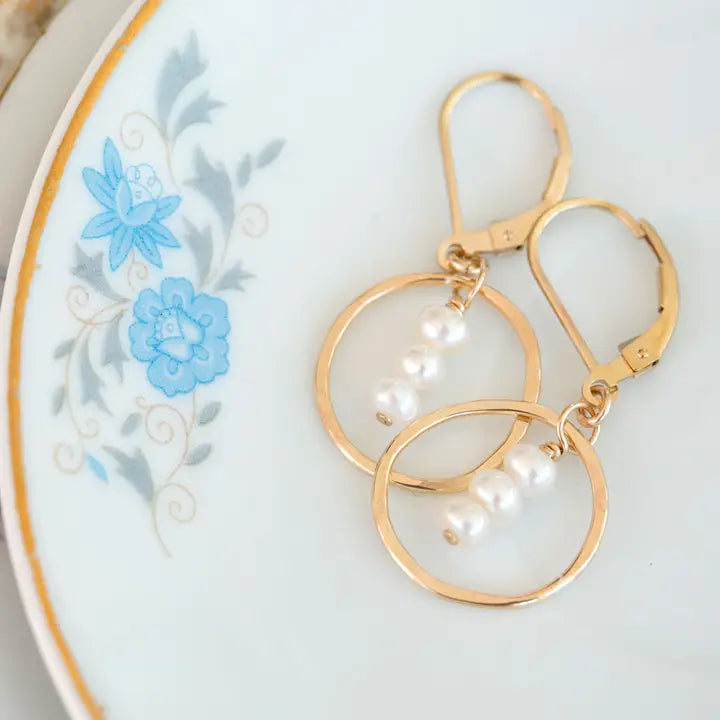 Treble Pearl Earrings gold filled