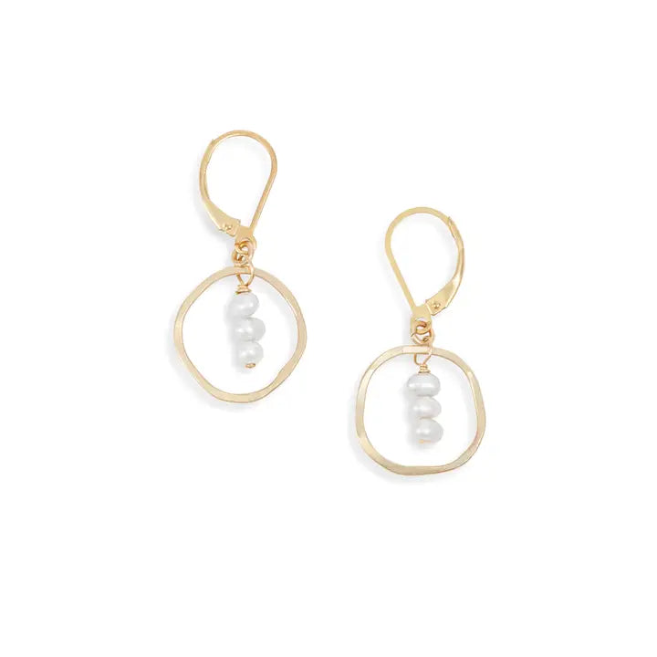 Treble Pearl Earrings gold filled