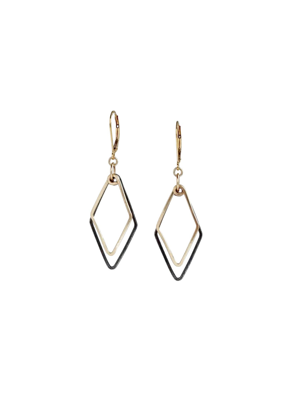 Gold + Black Diamond Outline Earrings