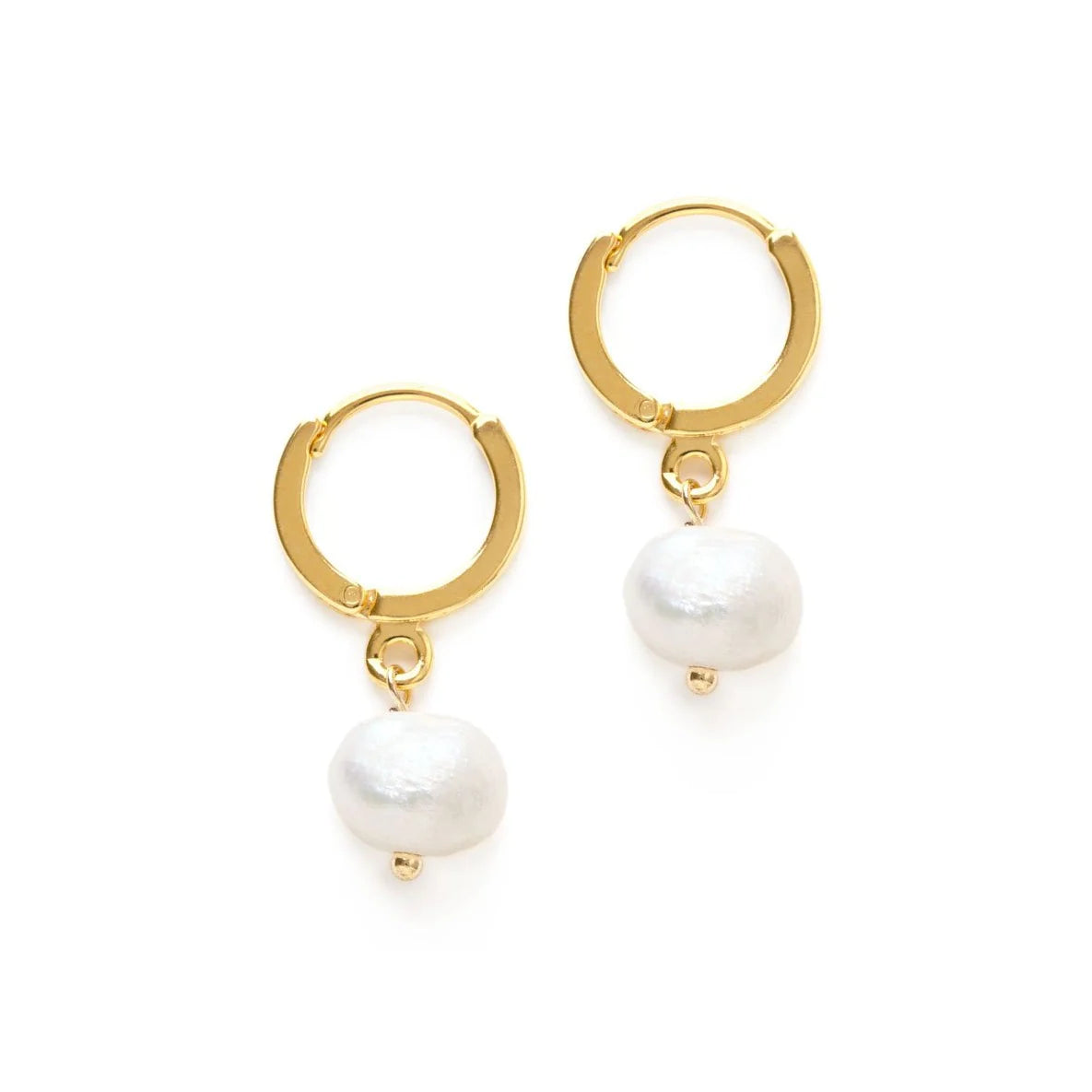 freshwater pearl huggie hoop earrings by amano studio