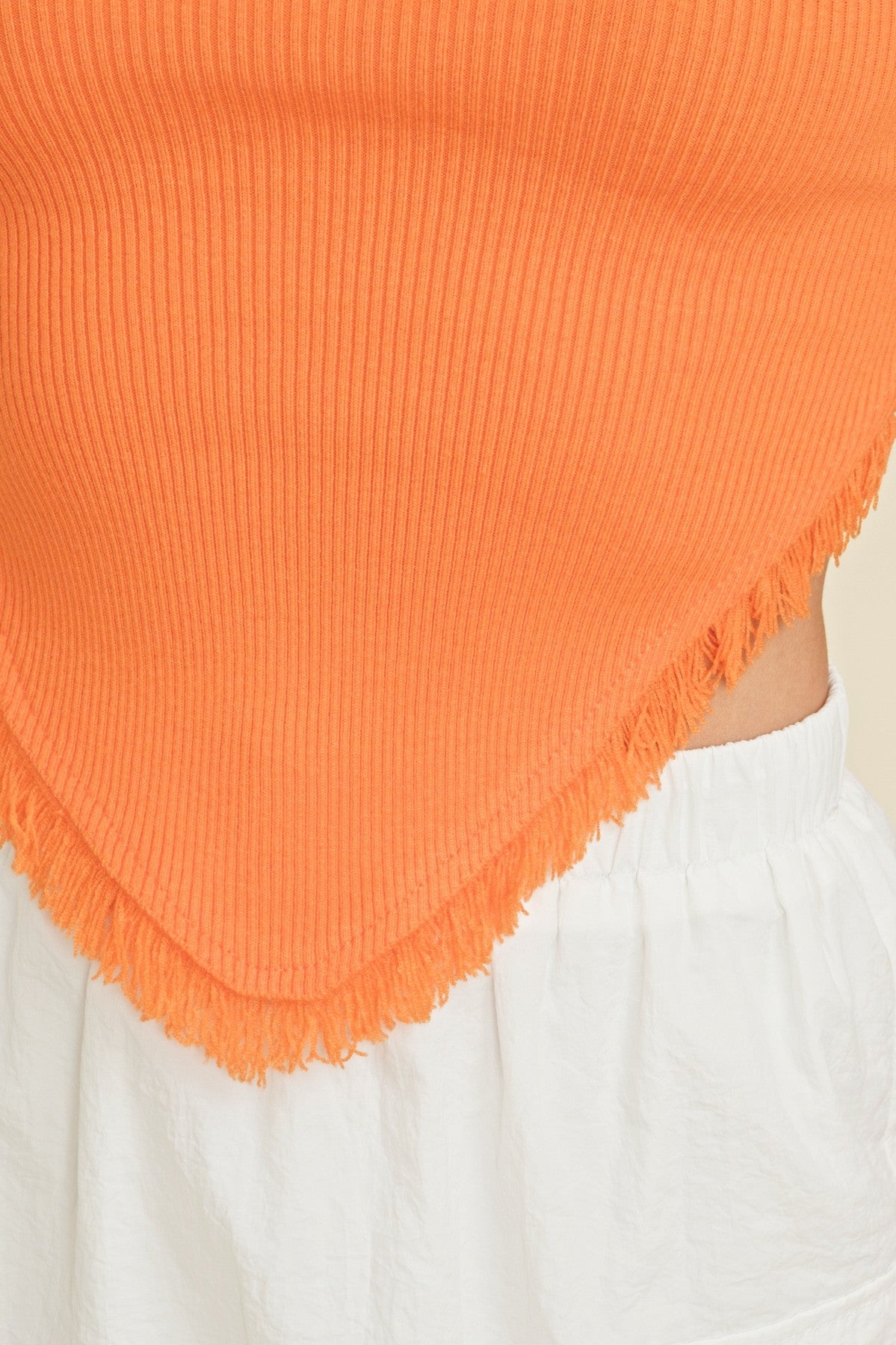 fringe hem cropped tank in tennessee orange 
