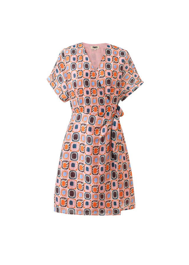 Alyha Printed Tie Wrap Dress in soleil
