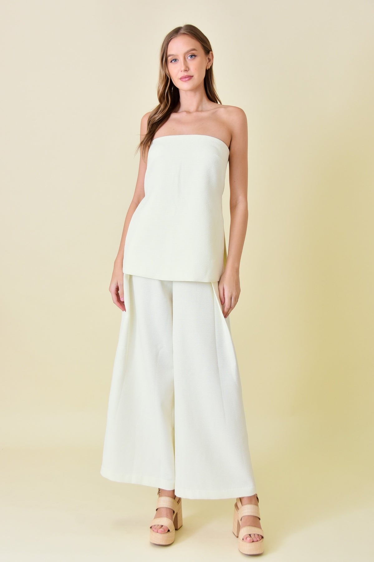 front pleated tailored pant in ivory-set view