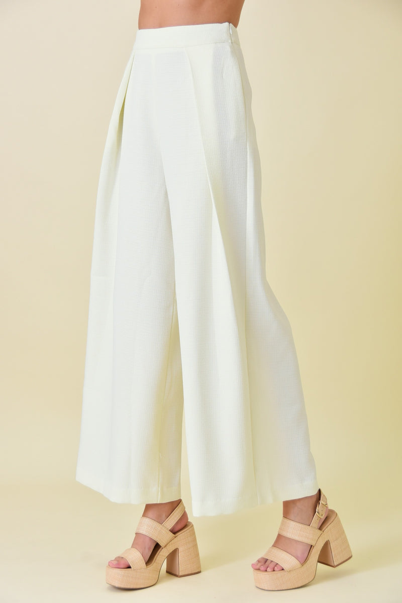 front pleated tailored pant in ivory-side