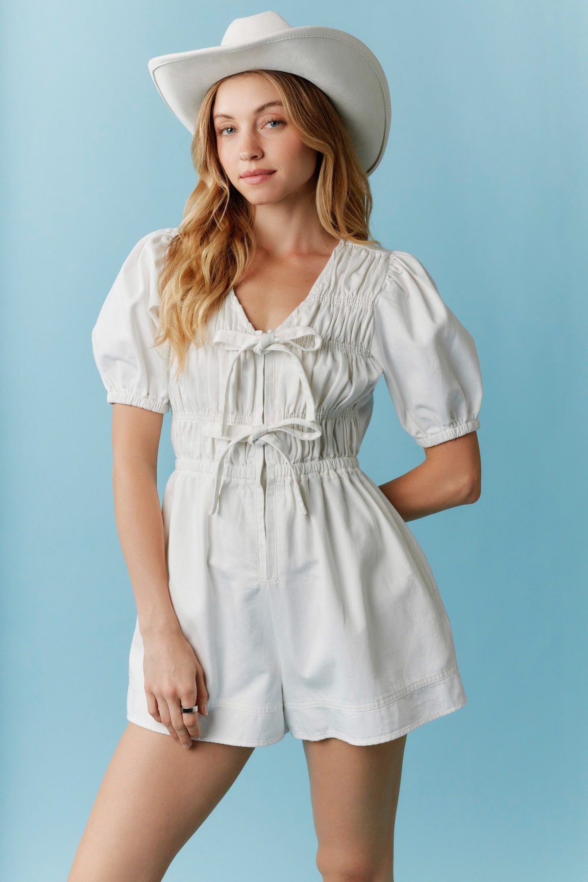Denim Daydream Tie Romper