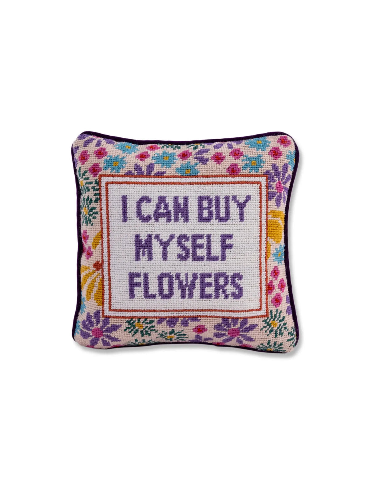 Furbish Studio Miley Cyrus I Can Buy Myself Flowers Needlepoint Pillow