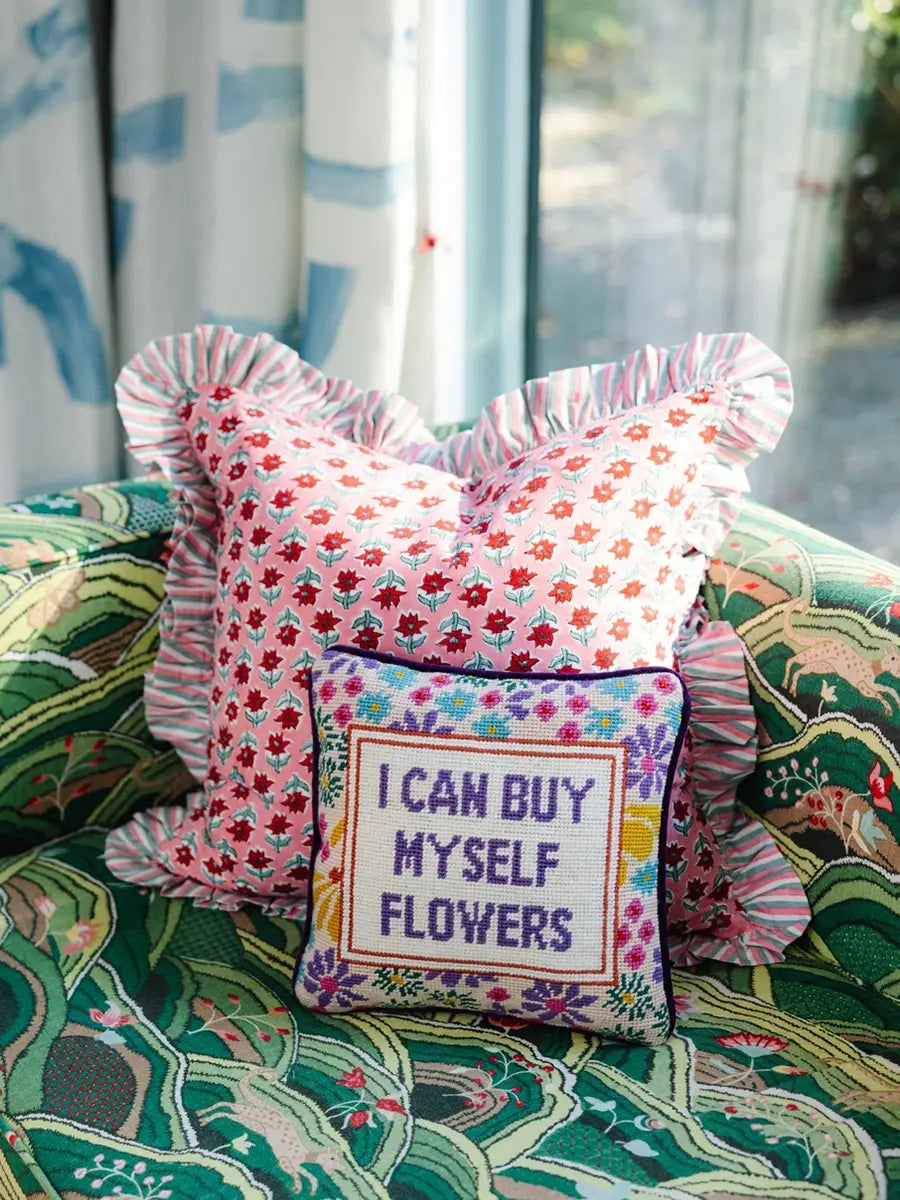 Furbish Studio Miley Cyrus I Can Buy Myself Flowers Needlepoint Pillow