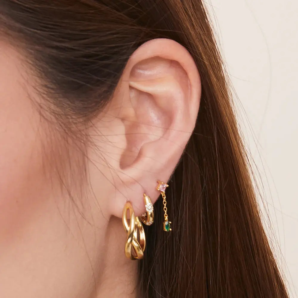FYB Jewelry Delia Huggie Hoop Earrings Gold-Plated Cubic Zirconia