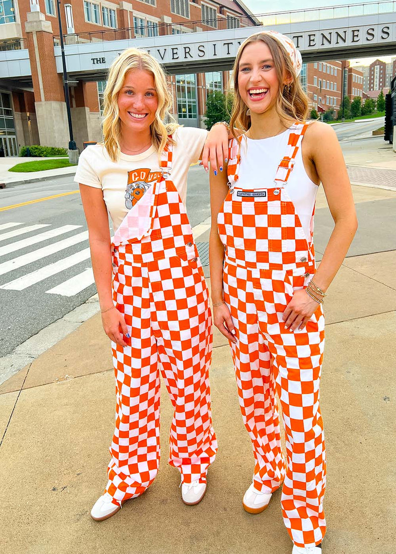 Game Bibs Tennessee Orange & White Checkerboard Game Day Bib Overalls