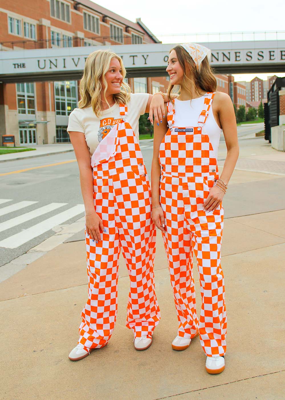 Game Bibs Tennessee Orange & White Checkerboard Game Day Bib Overalls