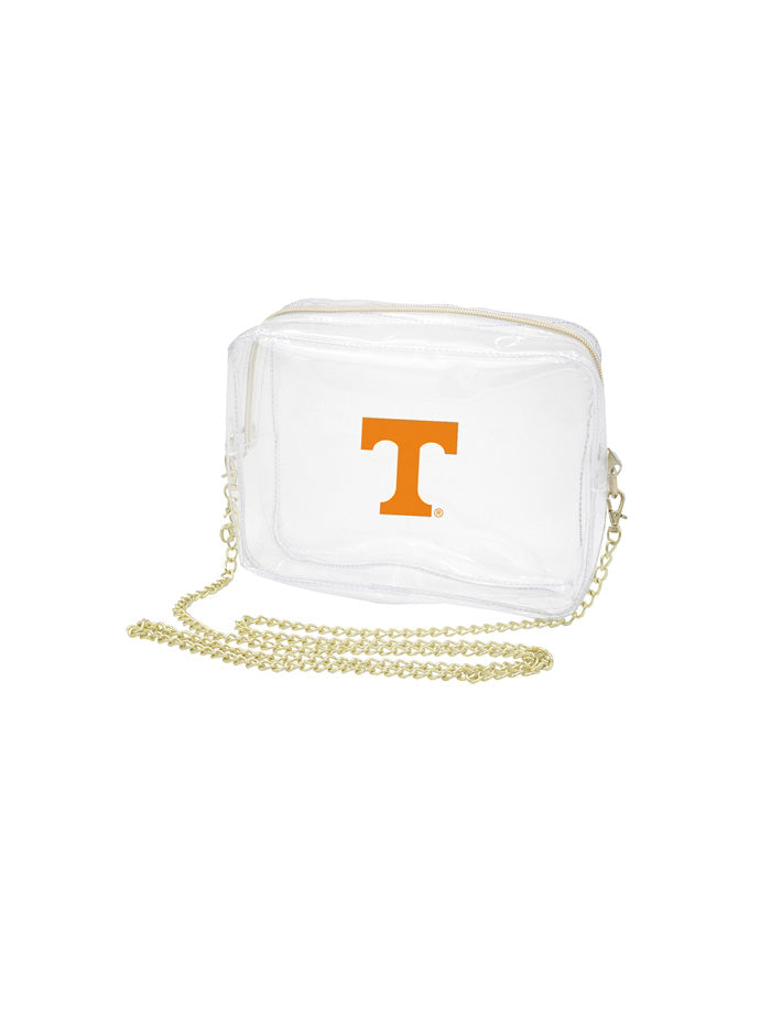 university of tennessee volunteers clear game day camera crossbody bag with gold chain