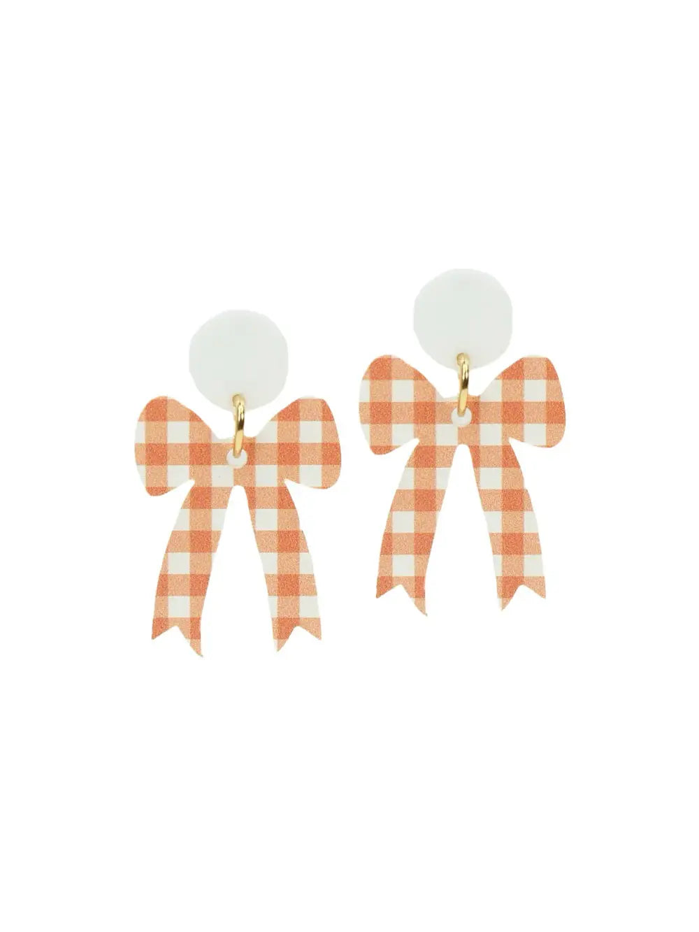 Gameday Orange & White Checkered Bow Earring