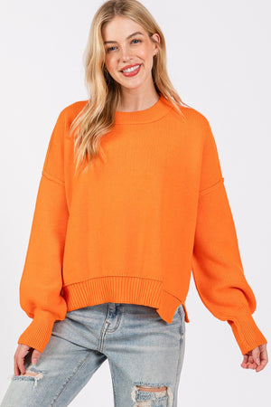 Big Orange Ribbed Game Day Sweater